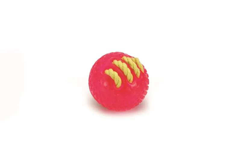 Tpr bal met gevlochten touw roze 8 cm