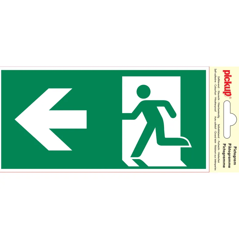 Pictogram nooduitgang links 10 x 20 cm