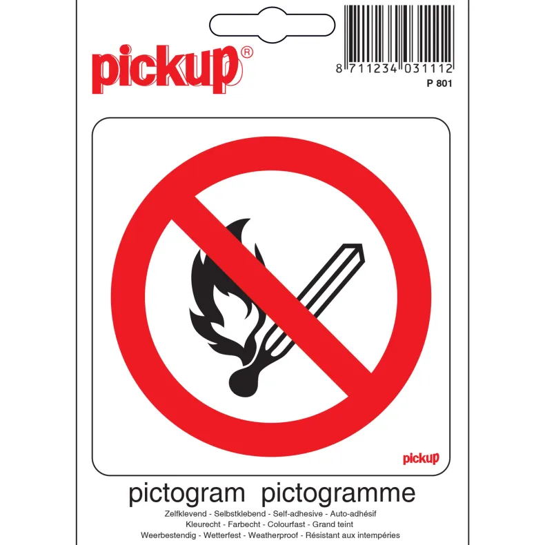 Pictogram verbod vlam 10 x 10 cm