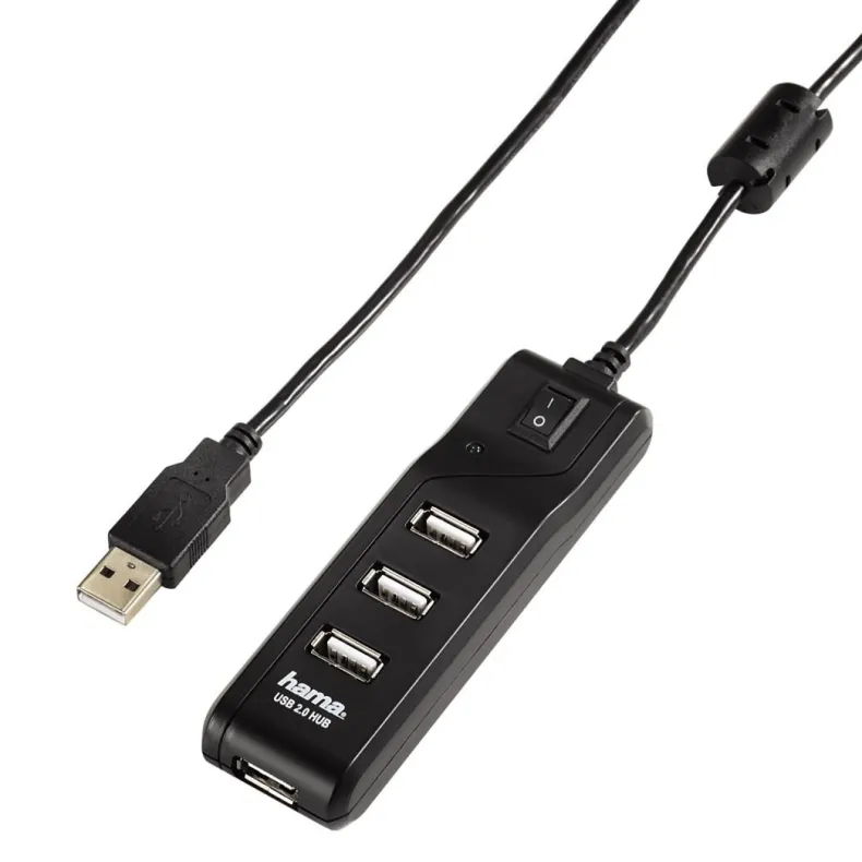 Usb 2.0 Hub 1:4 on / off switch zwart