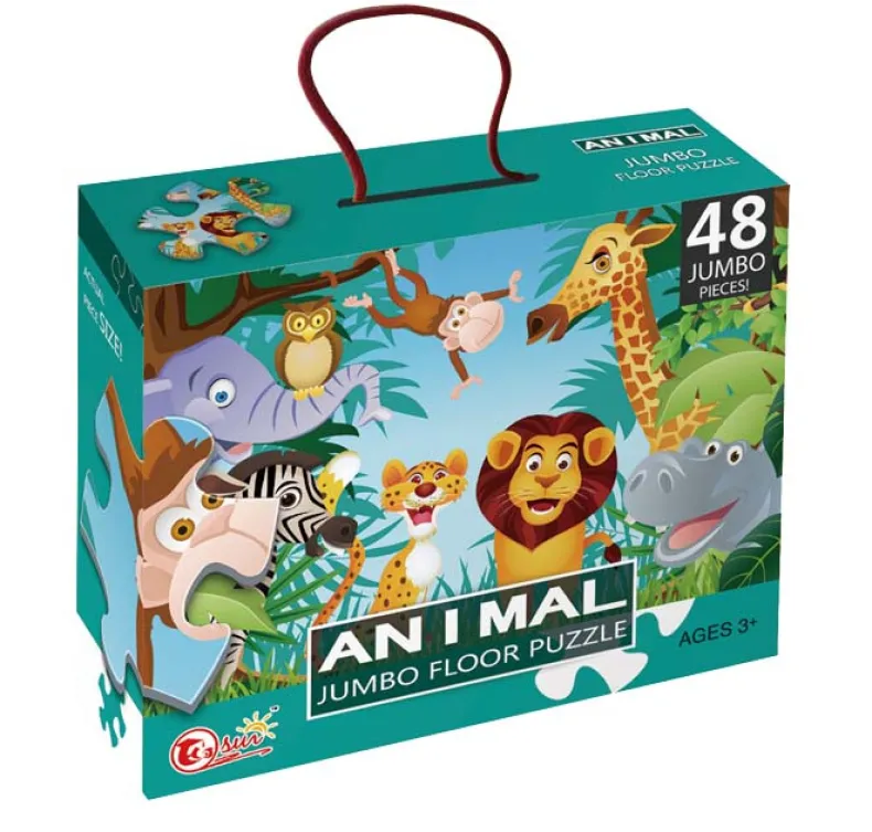 Vloerpuzzel jungledieren 48 stuks