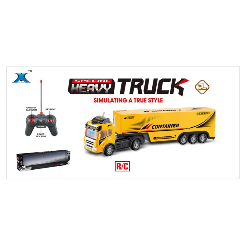 Vrachtwagen geel 60 cm met licht en geluid