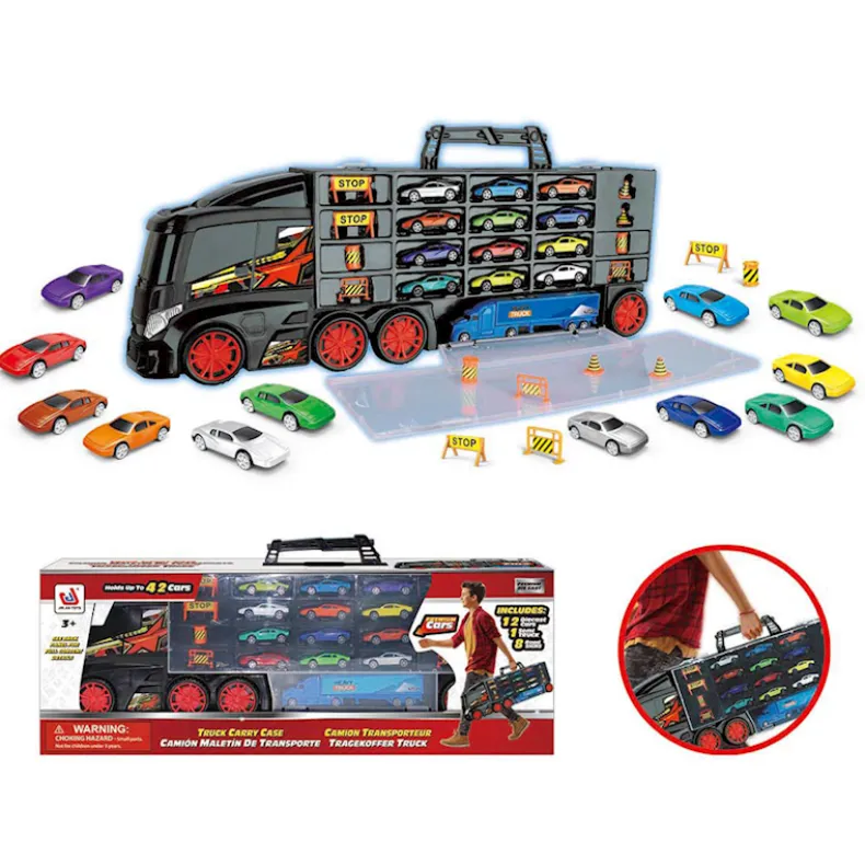 Vrachtwagen koffer zwart + 12 auto's