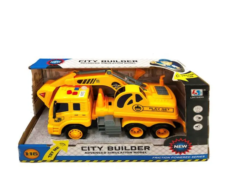 Vrachtwagen met kraan en geluid