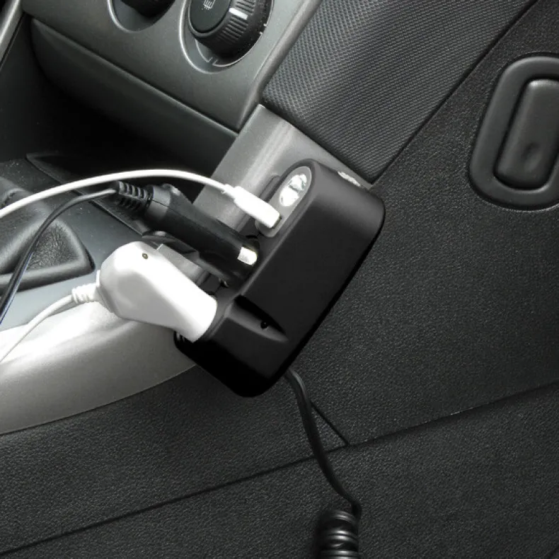 2-weg Stekkerdoos USB + licht 12 V