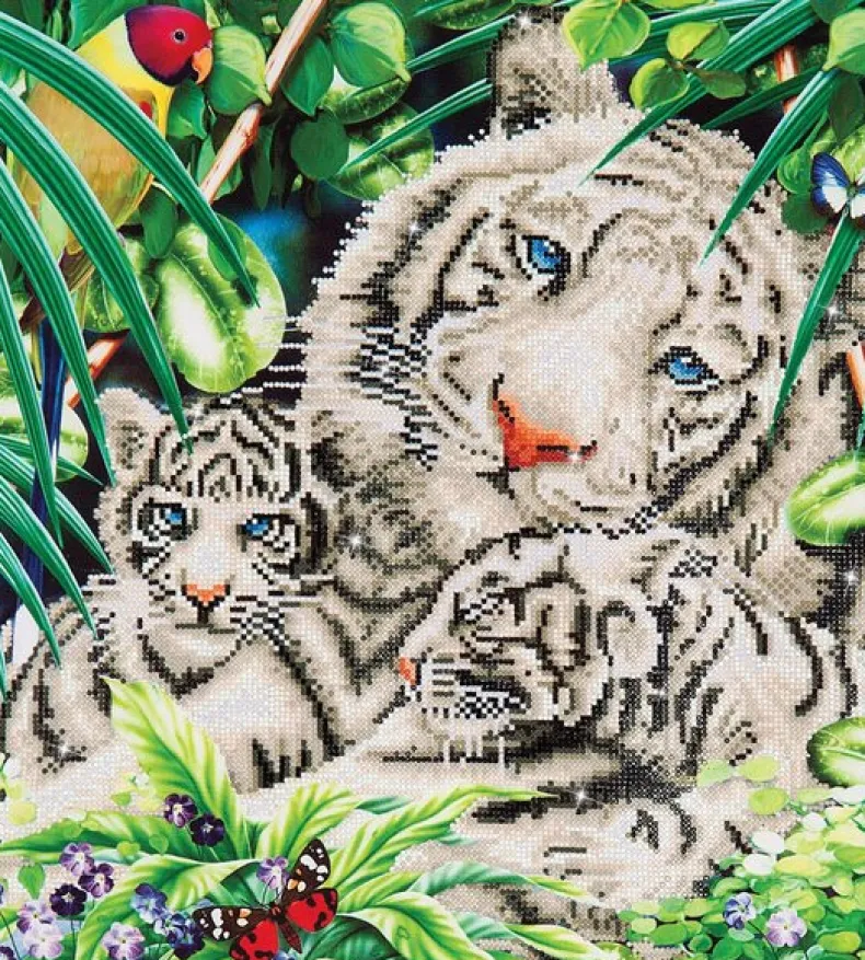 White Tiger&Cubs Diamond Dotz