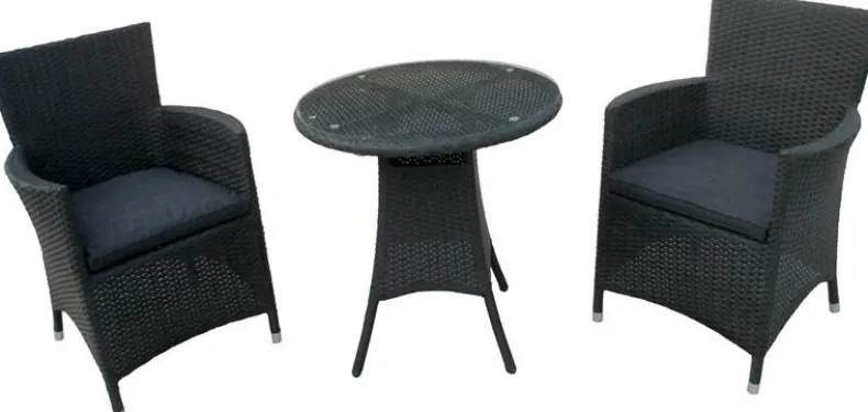 Wicker Bistroset Praag - zwart