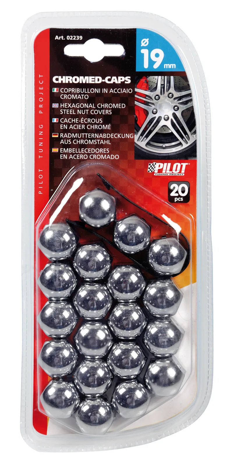 Wielmoerdoppen in Gechromeerd Staal x20 19mm