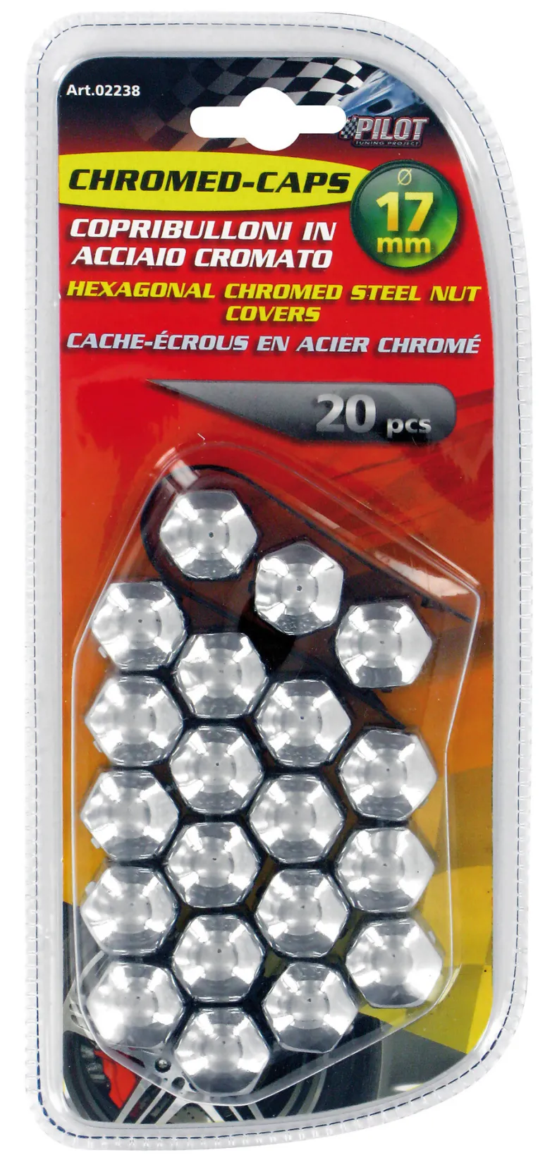 Wielmoerdoppen in Gechromeerd Staal x20 17mm