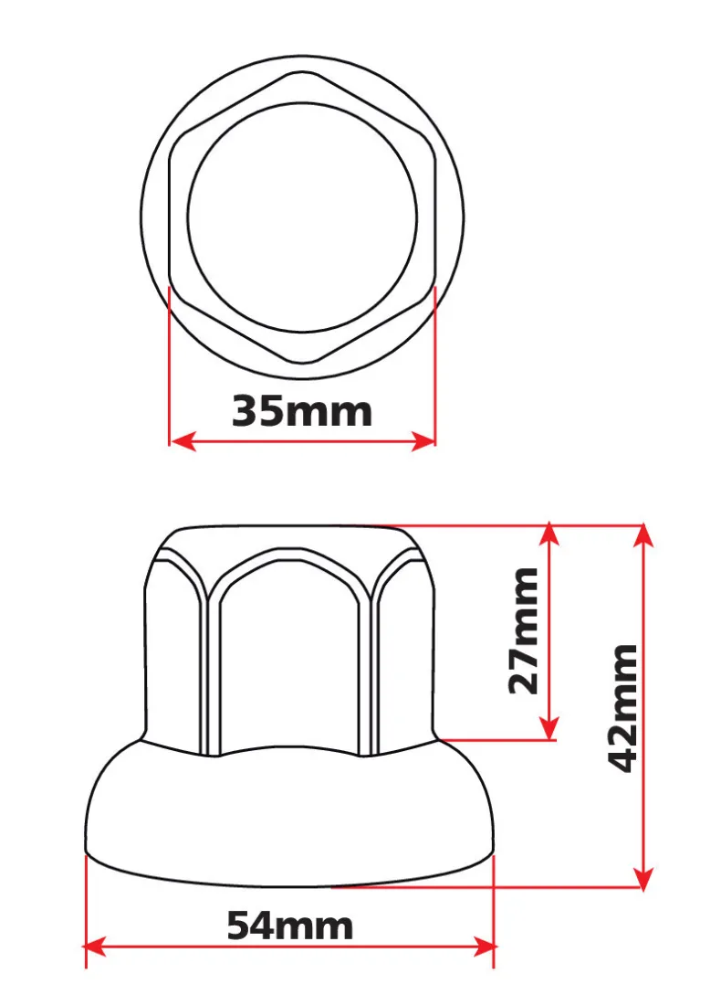 Wielmoerdoppen RVS x10 33mm
