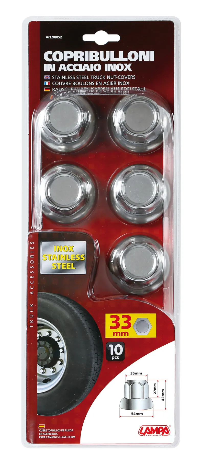 Wielmoerdoppen RVS x10 33mm