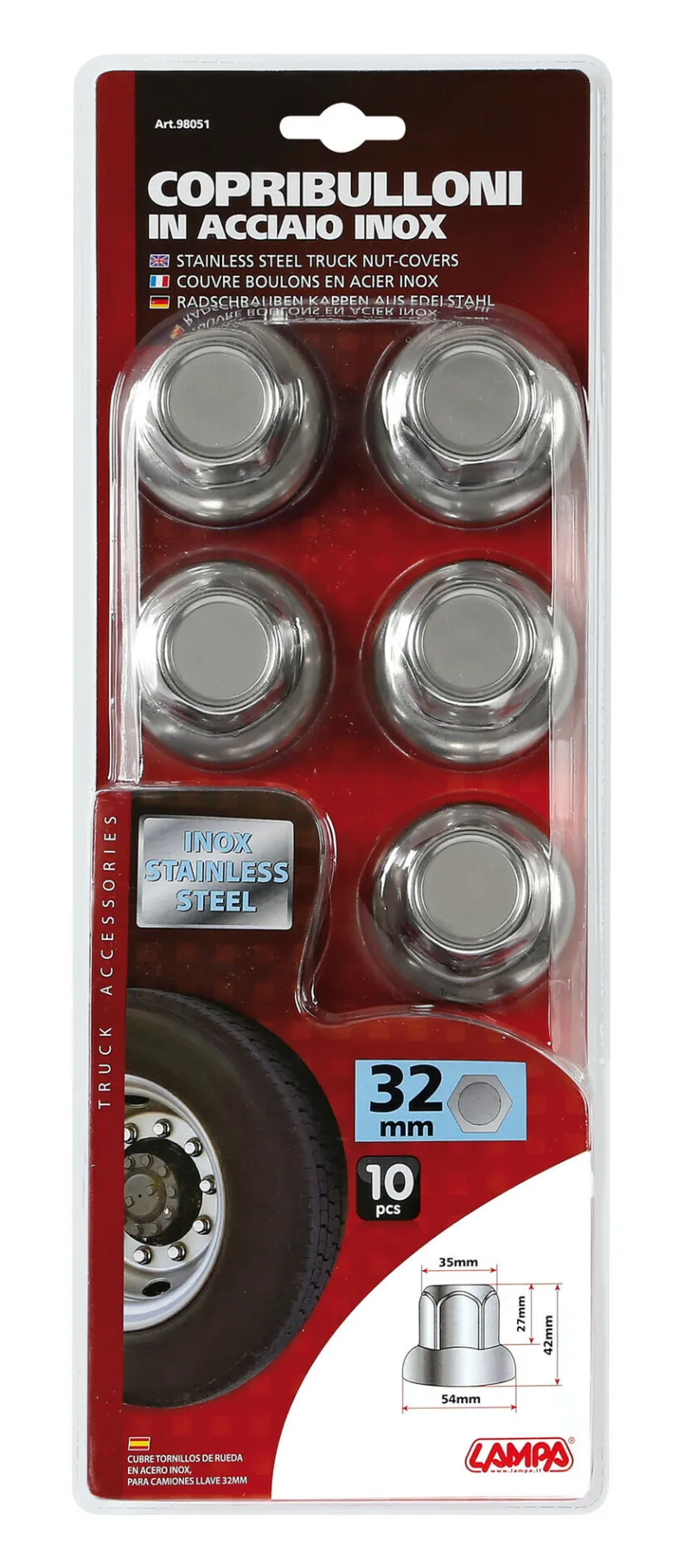 Wielmoerdoppen RVS x10 32mm