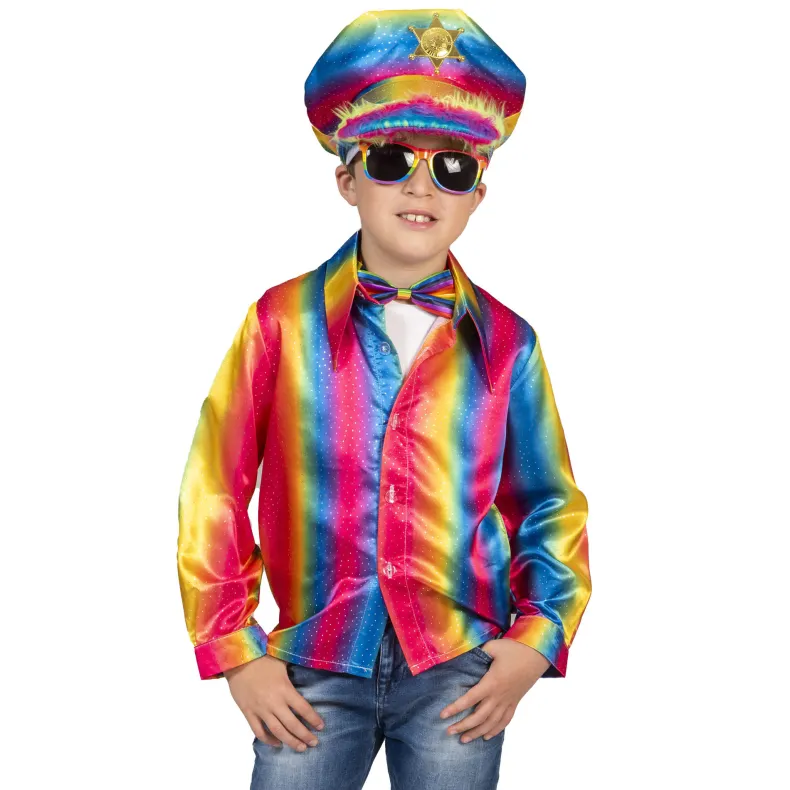 Pride Regenboog Disco hemd Jongen - Maat 116