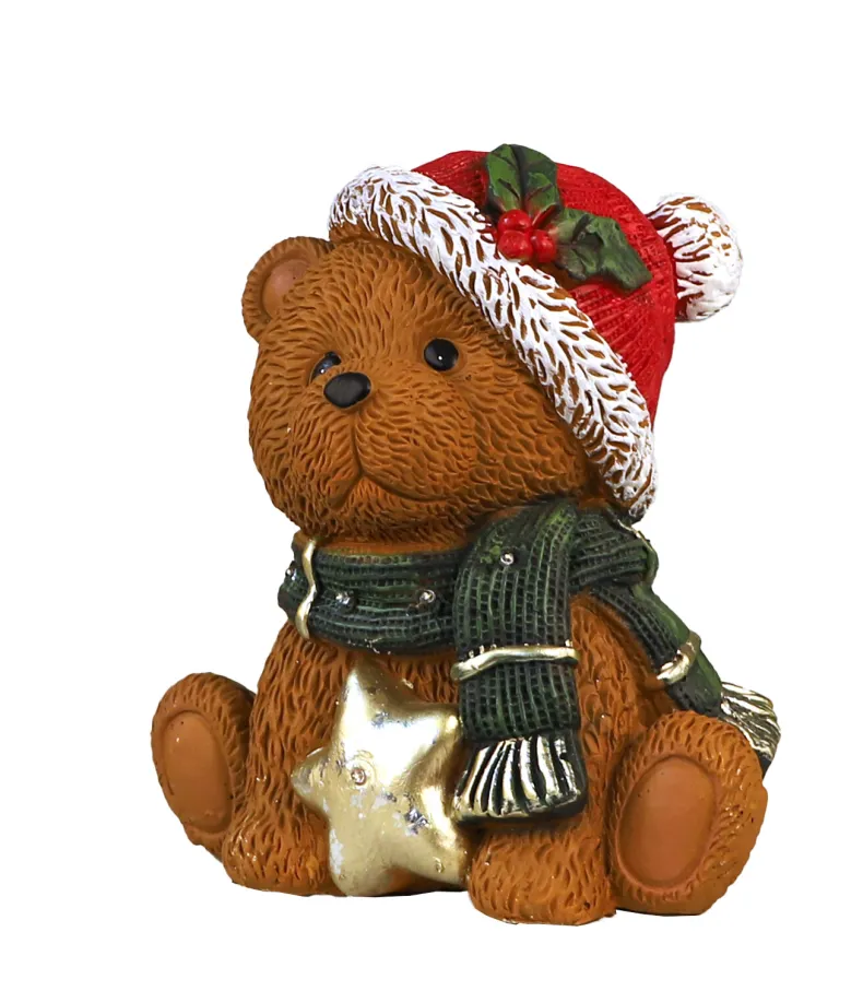 Beer kerstbeeld met LED licht 30cm