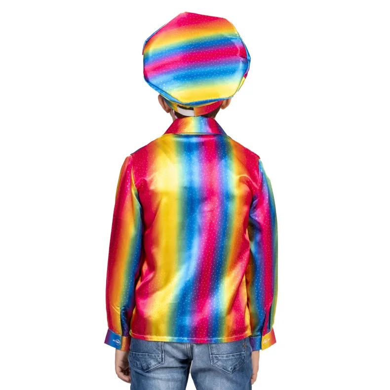 Pride Regenboog Disco hemd Jongen - Maat 140