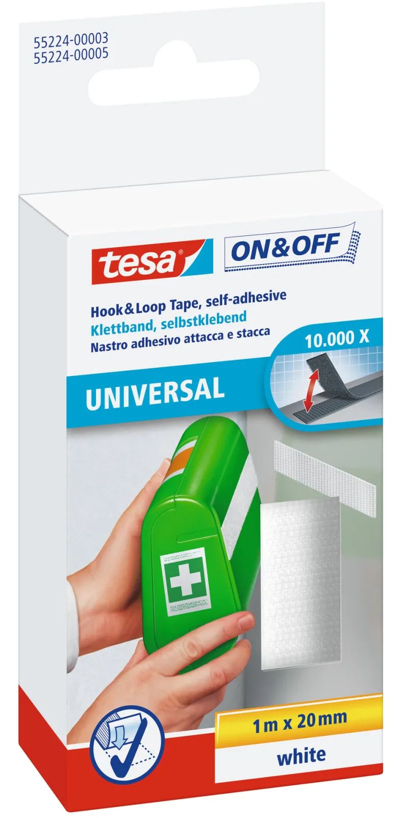 Zelfklevende klittenband 20 mm x 100 cm wit
